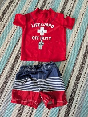 18 Month Swim Set (Shorts And Short Tee Rashgaurd) American Colors